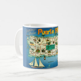 Café Taza con mapa de Puerto Rico