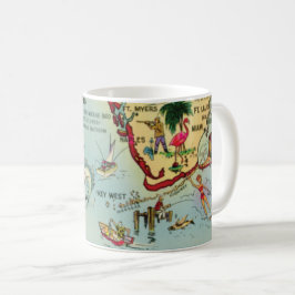 Café Taza con mapa de South Florida Keys