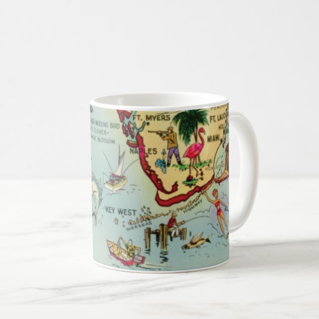 Café Taza con mapa de South Florida Keys (Anverso derecho)
