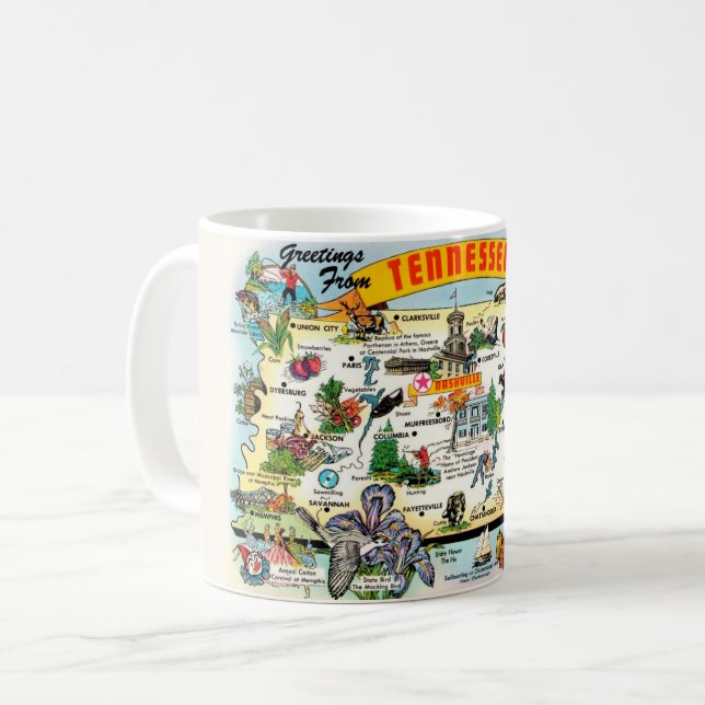 Café Taza con mapa de Tennessee (Anverso izquierdo)