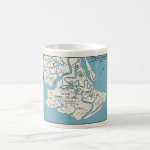 Café Taza con mapa de Tybee Island Georgia 1906
