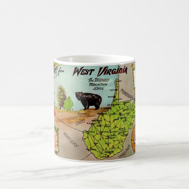 Café Taza con mapa de Virginia Occidental (Centro)