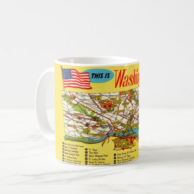 Café Taza con mapa de Washington DC (Anverso izquierdo)