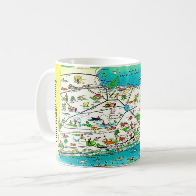 Café Taza con mapa del condado de Palm Beach (Anverso izquierdo)