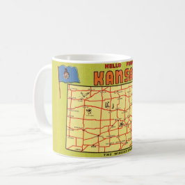 Café Taza con mapa del estado de Kansas