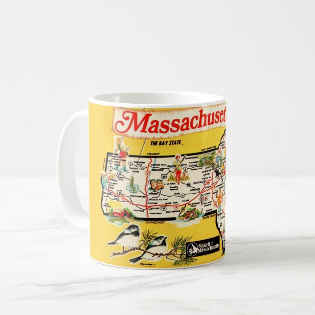 Café Taza con mapa del estado de Massachusetts (Anverso izquierdo)