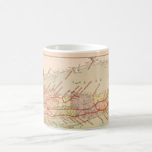 Café Taza con mapa del ferrocarril de Long Island