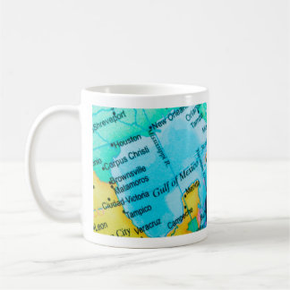 Café Taza con mapa del Golfo de México