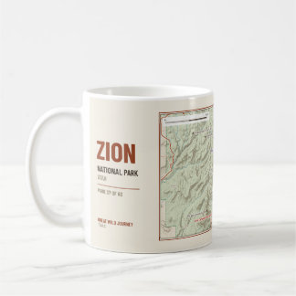 Café Taza con mapa del sendero de Zion National Park