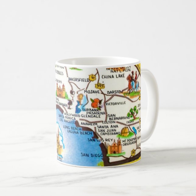 Café Taza con mapa del sur de California (Anverso derecho)