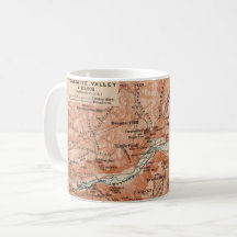Taza con mapa del valle de Yosemite