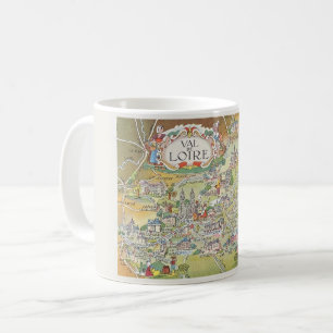 Café Taza con mapa del Valle del Loira de Francia
