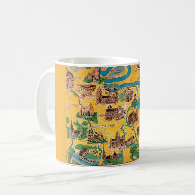 Café Taza con mapa del valle del Sena de Francia (Anverso izquierdo)