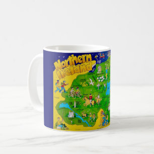 Café Taza con mapa divertido de Irlanda del Norte en po