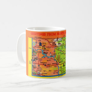 Café Taza con mapa ilustrado colorido de Dakota del Nor
