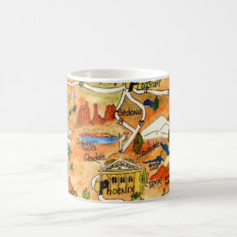 Café Taza con mapa ilustrado de Arizona