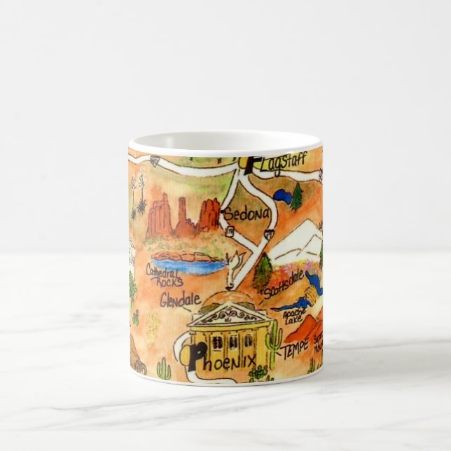 Café Taza con mapa ilustrado de Arizona (Centro)