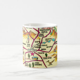 Café Taza con mapa ilustrado de Arizona en colores