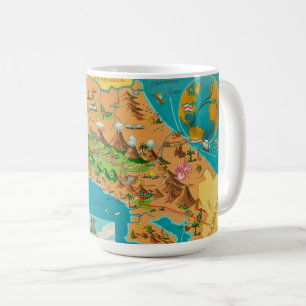 Café Taza con Mapa Ilustrado de COSTA RICA