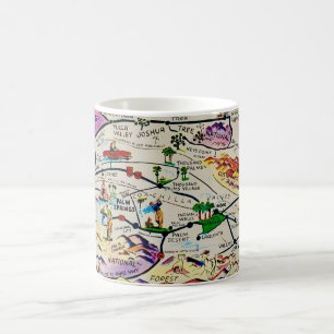 Café Taza con mapa ilustrado retro de Palm Springs
