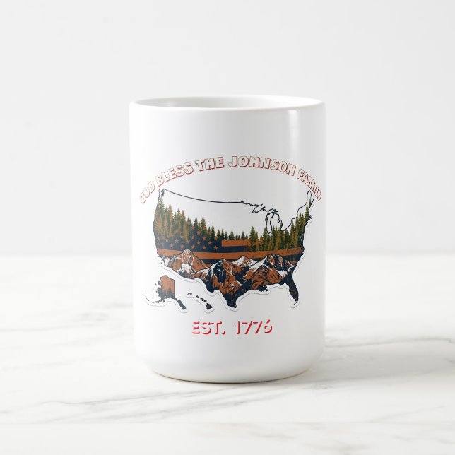 Café Taza con mapa personalizado de EE. UU. 'Dios bendi (Centro)