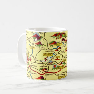 Café Taza con mapa postal de Pennsylvania