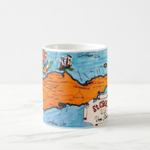 Café Taza con mapa postal de St Croix