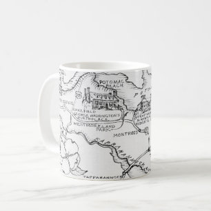 Café Taza con mapa postal de Virginia del Norte