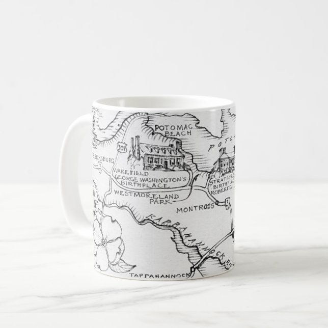 Café Taza con mapa postal de Virginia del Norte (Anverso izquierdo)