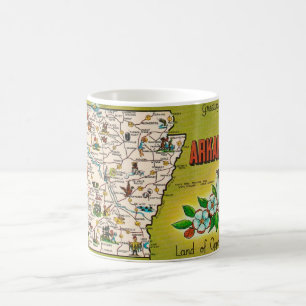 Café Taza con mapa retro de Arkansas