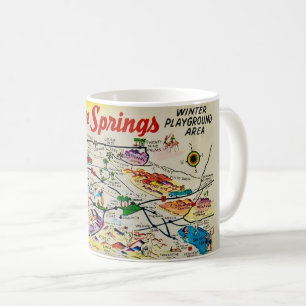 Café Taza con mapa retro de Palm Springs