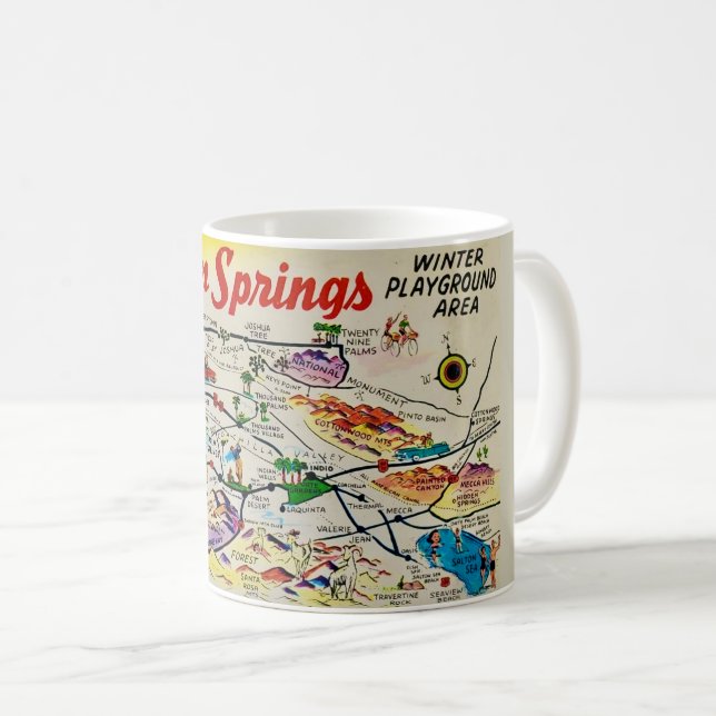 Café Taza con mapa retro de Palm Springs (Anverso derecho)