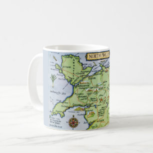 Café Taza con mapa vintage colorido de North Wales
