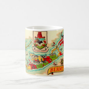 Café Taza con mapa vintage de Bermudas