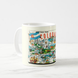 Café Taza con mapa vintage de Colorado