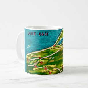 Café Taza con mapa vintage de Erie Pennsylvania