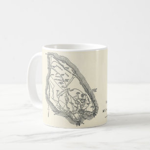 Café Taza con mapa vintage de Mackinac Island Michigan