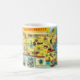 Café Taza con mapa vintage de Massachusetts