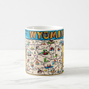 Café Taza con mapa vintage de Wyoming