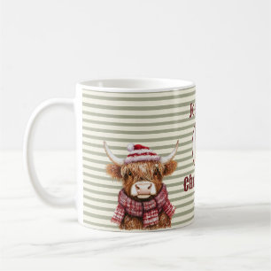 Café Taza con marco de foto navideño de vaca de las Tie