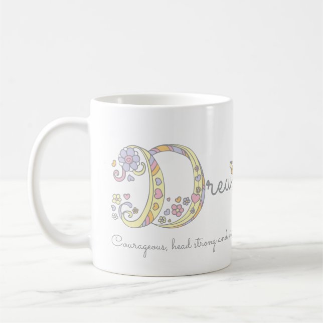 Café Taza con monograma de la letra D que significa nom (Izquierda)
