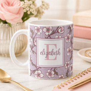 Café Taza con Monograma de Letra Floral – Taza Personal