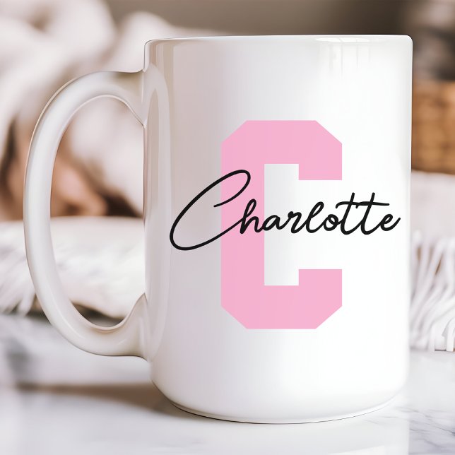 Café Taza con Monograma de Nombre Personalizado Regalo  (pink custom mug, personalized name mug, initial name mug, custom mom mug, Mother’s Day gift, mom diy)