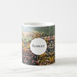 Café taza con monograma de plantas alpinas