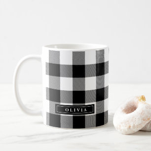 Café Taza con monograma del modelo de la tela escocesa