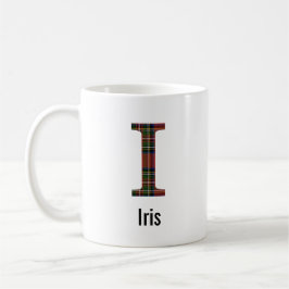 Café Taza con monograma I de cuadros rojos Stewart