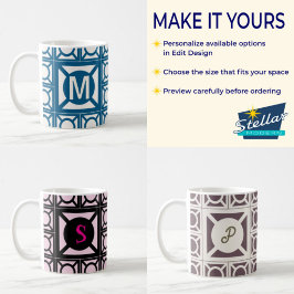 Café Taza con monograma personalizado en bloque de bris