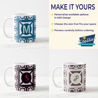 Café Taza con monograma personalizado en bloque de bris