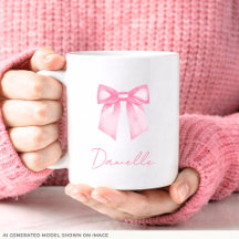 Taza con nombre de arco rosa elegante moderno pers
