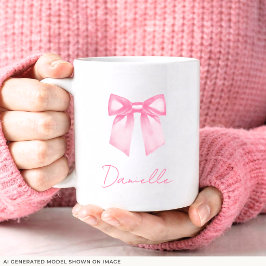 Café Taza con nombre de arco rosa elegante moderno pers